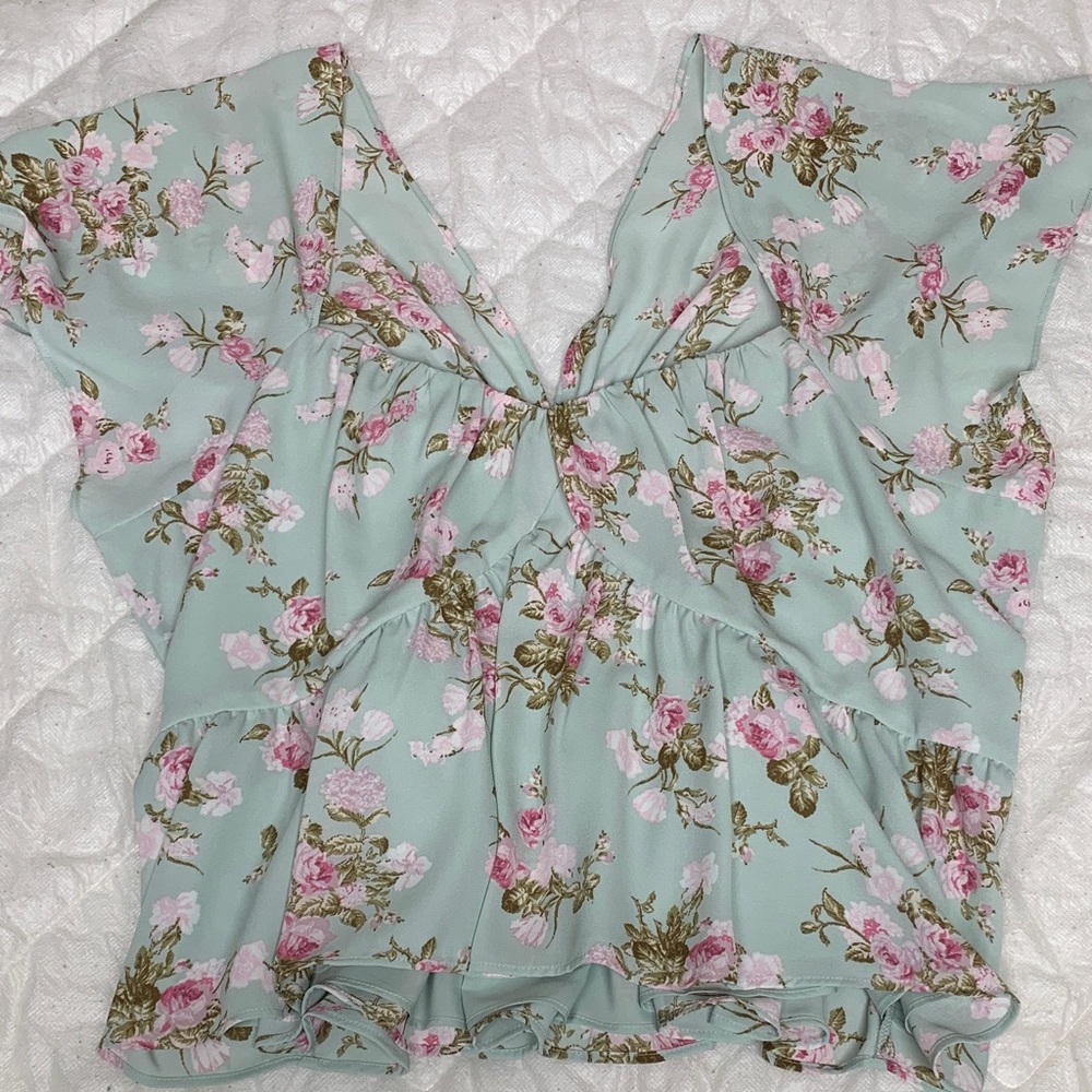 Floral V-Neck Women Top